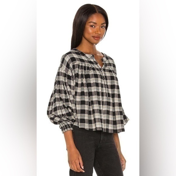 Free People Tops - ❤️ Free People Jessi Plaid Top in Black Combo Size XS NWT